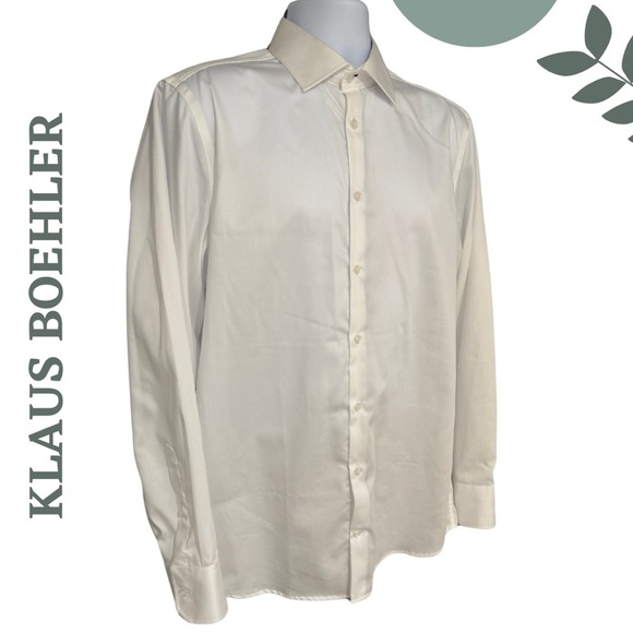 Klaus Boehler White 100% Cotton Dress Shirt | Classic Button Up | Size 16 / 41 - Picture 2 of 6